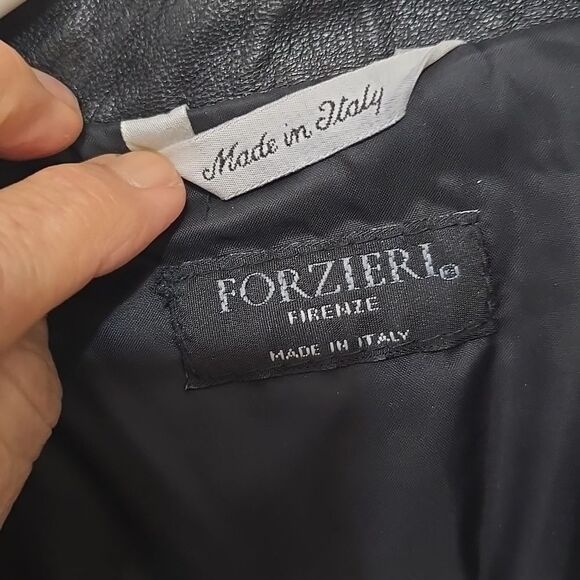 Forzieri Black Leather Jacket Classic Cropped Design Size 50 (See Measurements) - Picture 3 of 9